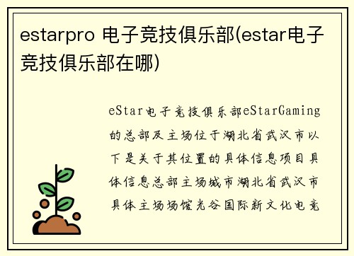 estarpro 电子竞技俱乐部(estar电子竞技俱乐部在哪)
